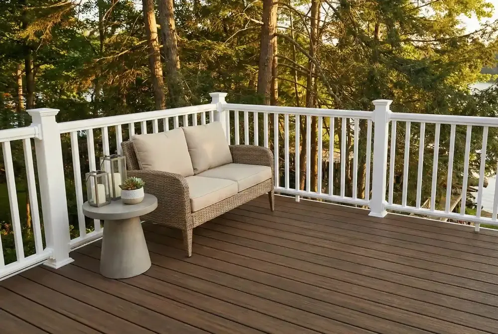 Composite deck with railing built by DeCicco Property Group in South Jersey