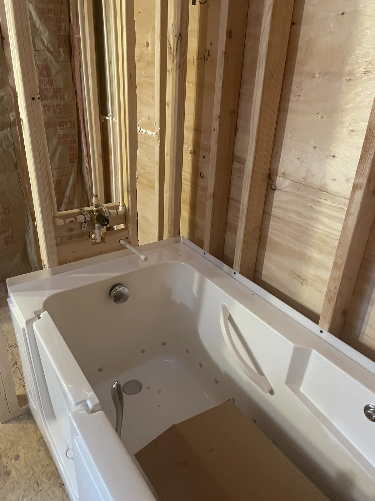 Soaking tub installation in master bathroom addition in South Jersey