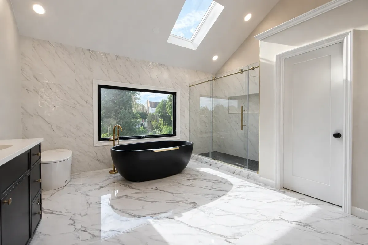 Luxury walk-in shower conversion completed by DeCicco Property Group in South Jersey